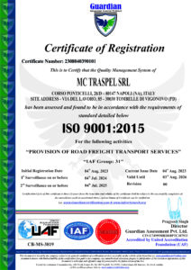 MC TRASPEL SRL ISO 9001 UESE ITALIA